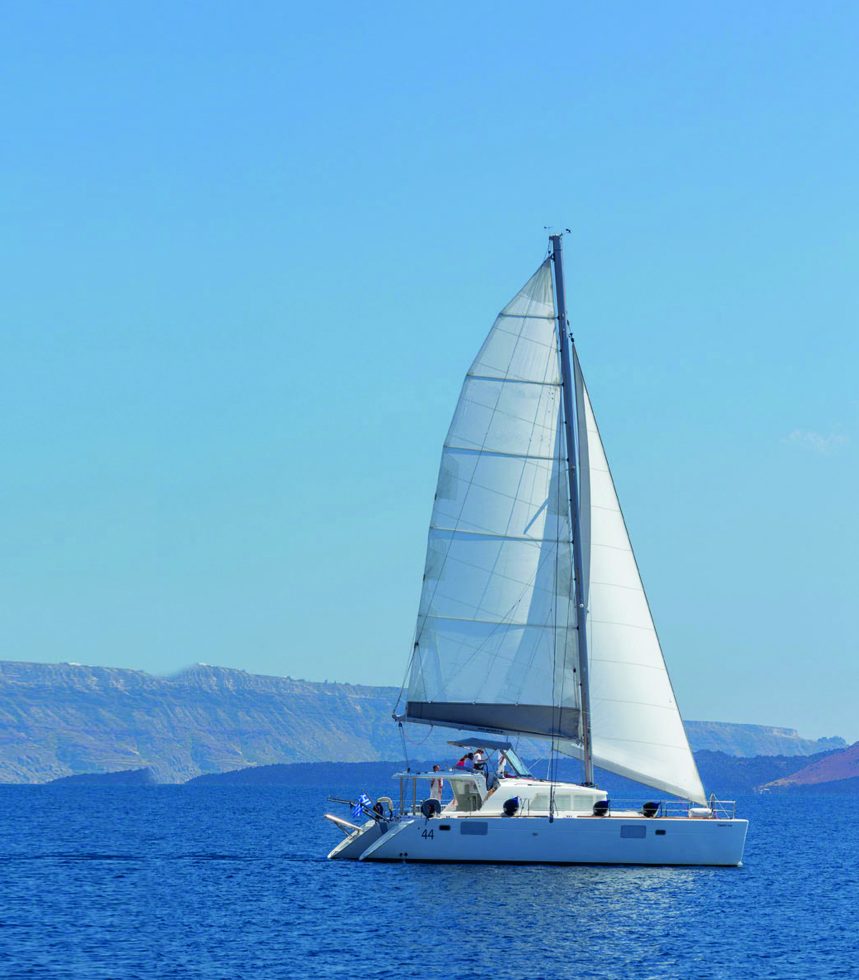 Santorini Classic Catamaran Cruise with BBQ, drinks and transfers